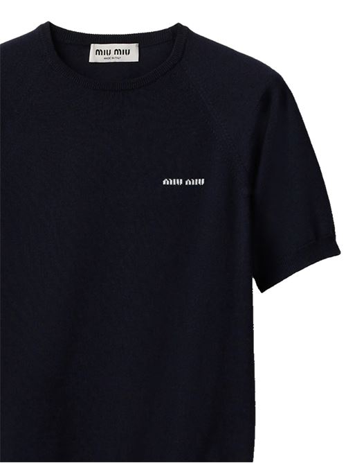 T-shirt con logo a intarsi MIU MIU | MMLA63S-OOO16WJF0008